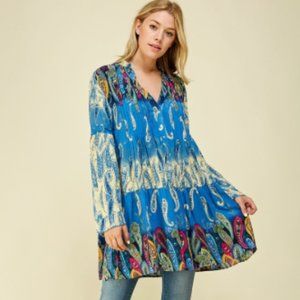 Multi colors Blues Plus Size 1X